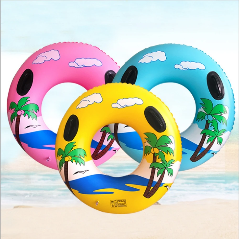 

100cm New Palm Tre Swimming Circles With Handle inflatable circle for Adults Inflatable Pool Float Swim Rings Kids Beach Toys