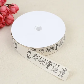 

Beige Cotton Ribbons Printed Simple Design 20MM 40Yards/Lot DIY Webbing Handmade Clothing Sewing Accessories BBXU-148