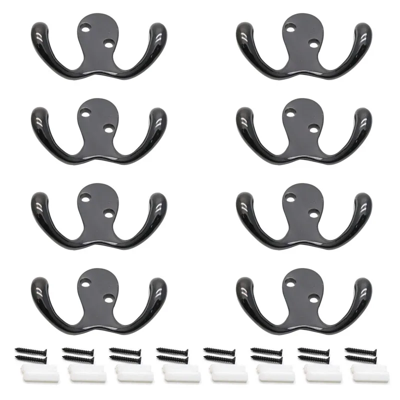 

Набор из 8 крепких крючков для пальто двойной крючок для халата для пальто, шарфа, сумки, полотенец, ключей и халата
