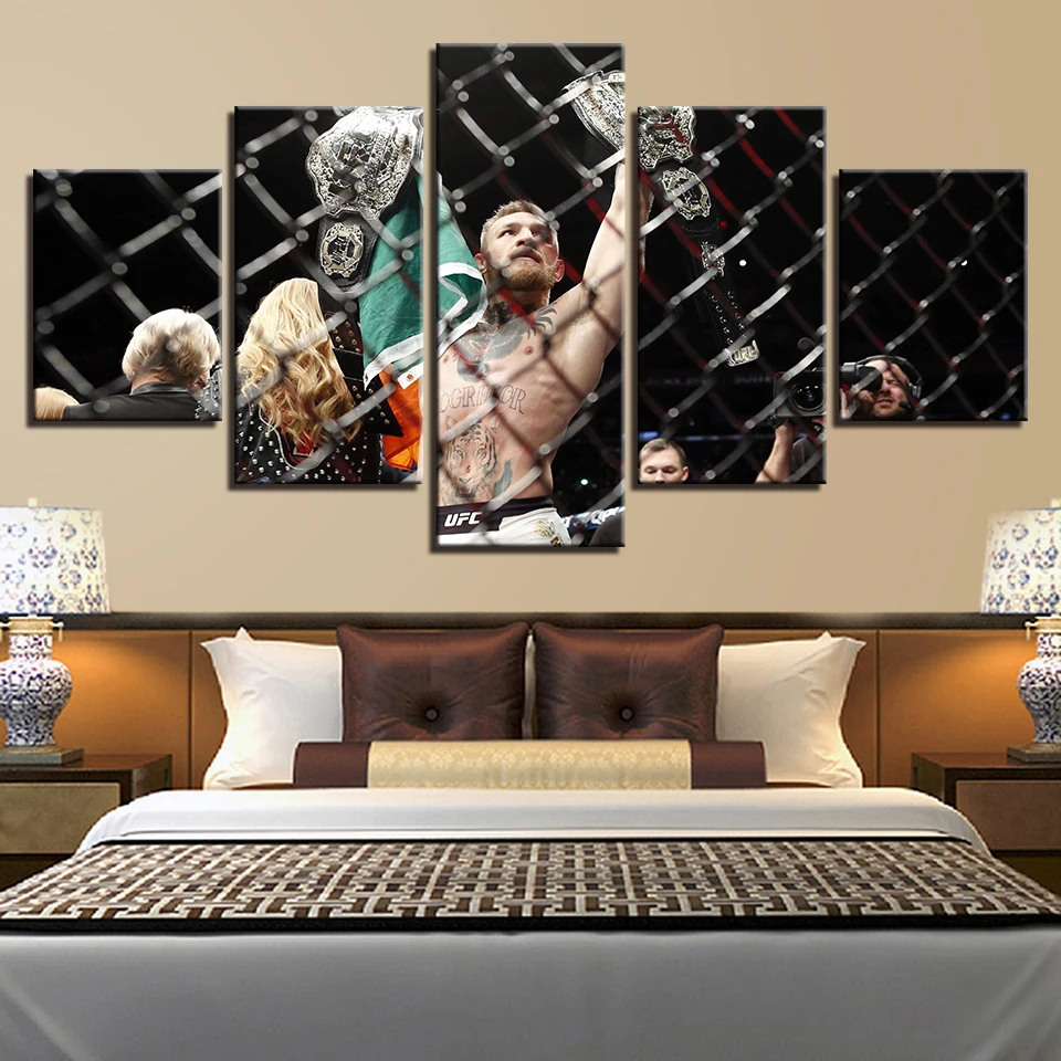 Домашний декор популярные картины на холсте 5 панелей Conor Mcgregor рамки винтажные