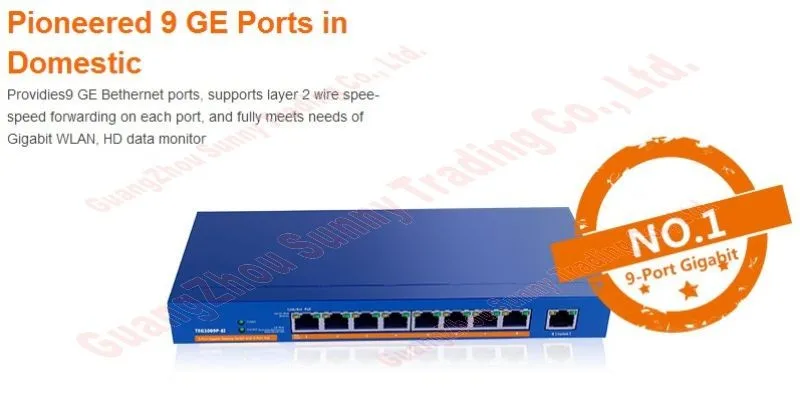 Max. PoE 121 Вт 9 Порт 8 PoE Gigabit 1000 м переключатель IEEE802.3af/at PoE костюм для всех видов камеры или AP сетевые коммутаторы Plug& Play