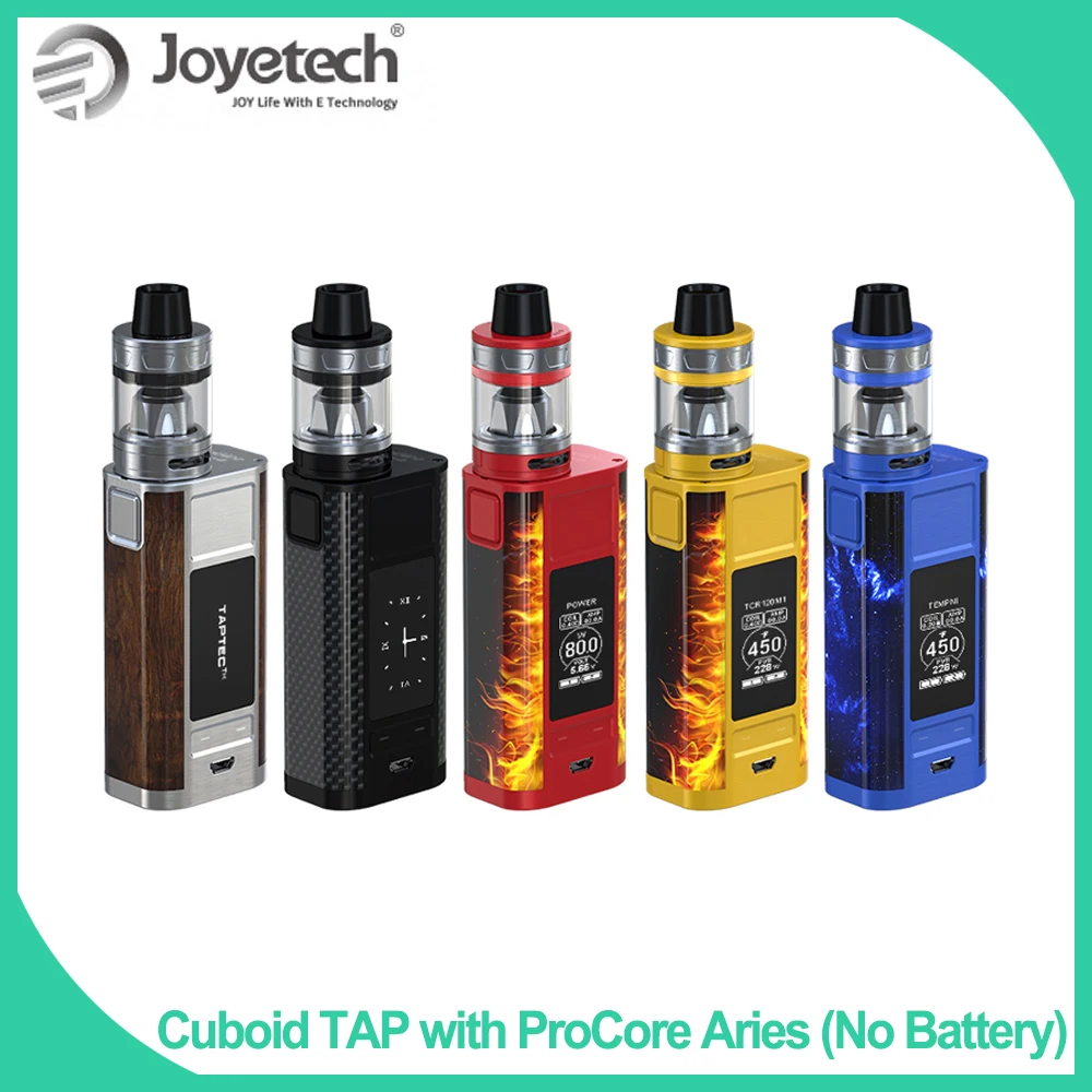 Original Joyetech Cuboid TAP with ProCore Aries Kit 4ml Tank 228W MOD E cigarette Vape Kit by Dual 18650 Battery(not included)