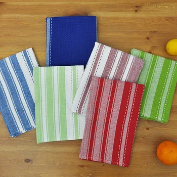 

brand 100% cotton kitchen cleaning pads stripe dining plate pad eco-friendly 2pcs set 45x70cm high quality red green blue mats