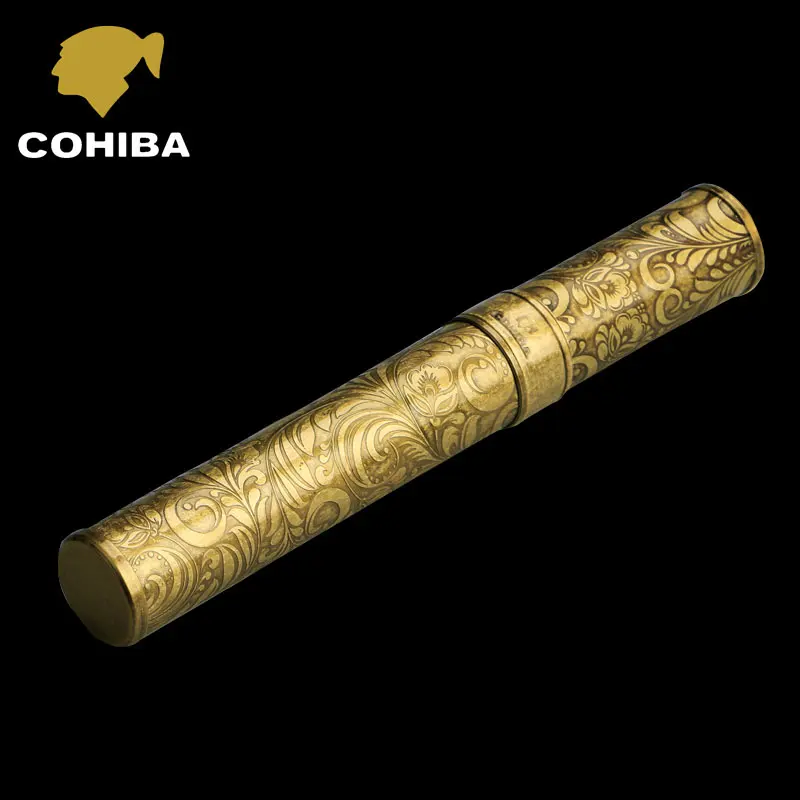 

COHIBA Classics Nostalgia Type Fine Copper Travel use Hydrating Metal Single Cigar Tube