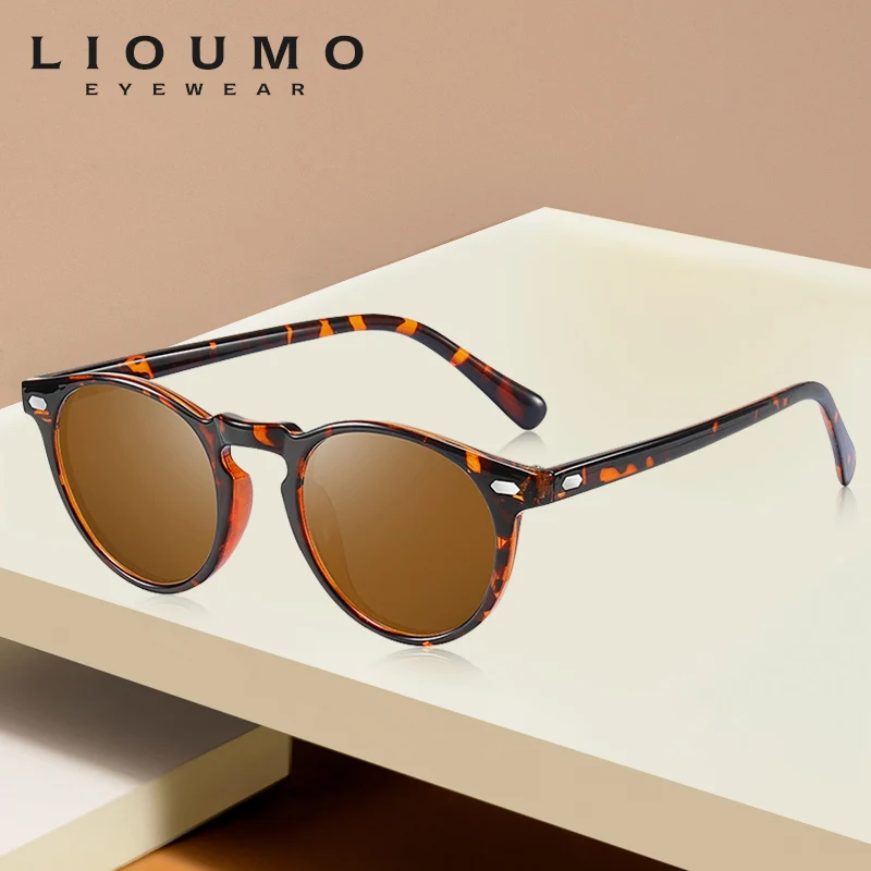 LIOUMO, дизайнерские, унисекс, ультралегкие, TR90, поляризационные солнцезащитные очки, для мужчин и женщин, для вождения, круглые, розовые, оттенки, винтажные, солнцезащитные очки, Gafas De Sol