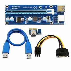 6 шт. 006c PCIe pci-e PCI Express Riser Card 1x к 16x USB 3.0 адаптер кабель sata 4 булавки IDE Molex 6 Булавки для добычи Bitcoin