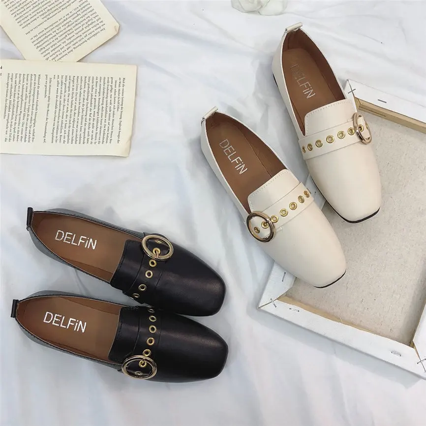 Shoes Women Surmmer Women Fashion Women British Single Shoes Shallow Mouth Small Shoes Flat Shoes  Fssation for women Girls