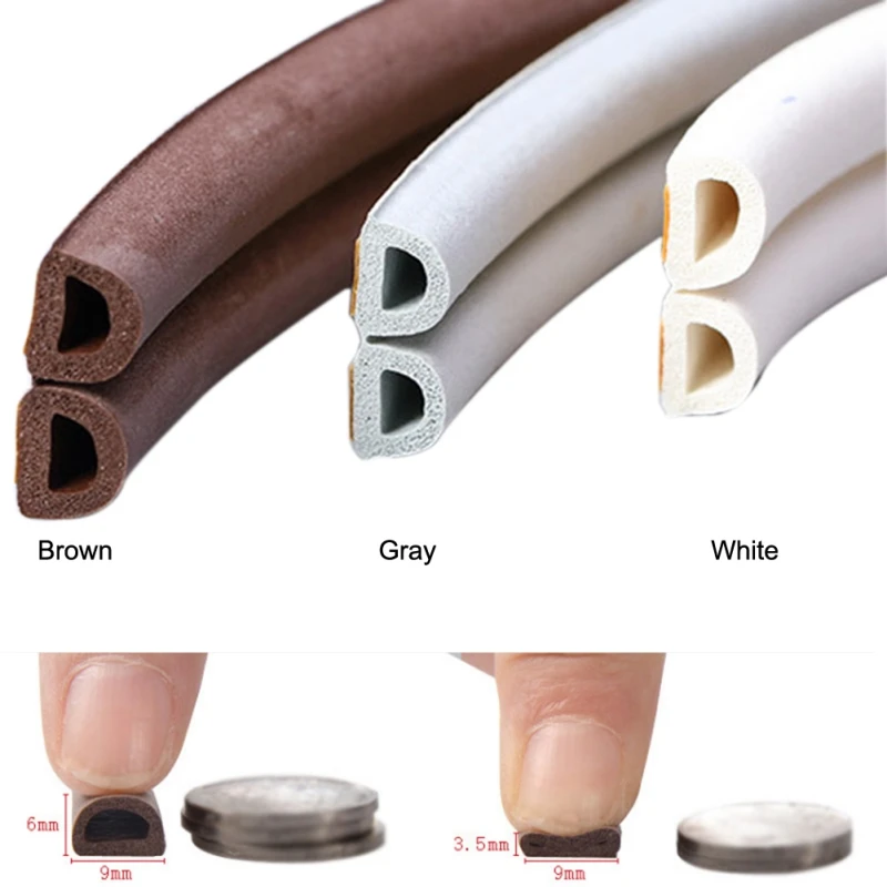 

Self Adhesive D Type Doors and for Windows Foam Seal Strip Soundproofing Collision Avoidance Rubber Seal Collision