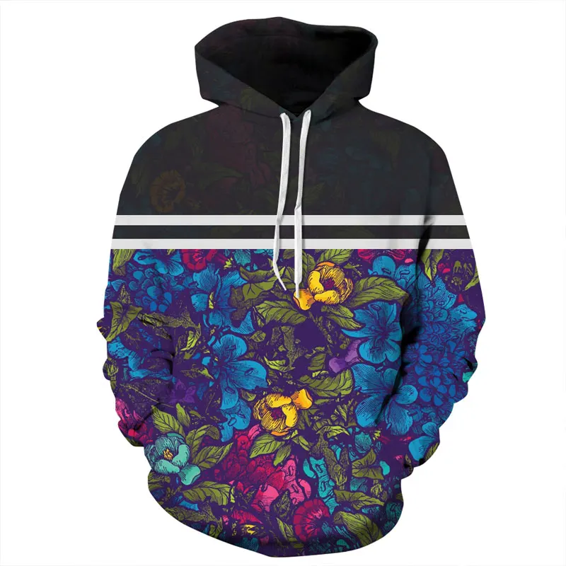 

Headbook New Fashion Sweatshirts Men/Women Flowers Hoodies Print 2 Striped Flowers Hooded Hoodies Thin Autumn Tracksuits Tops