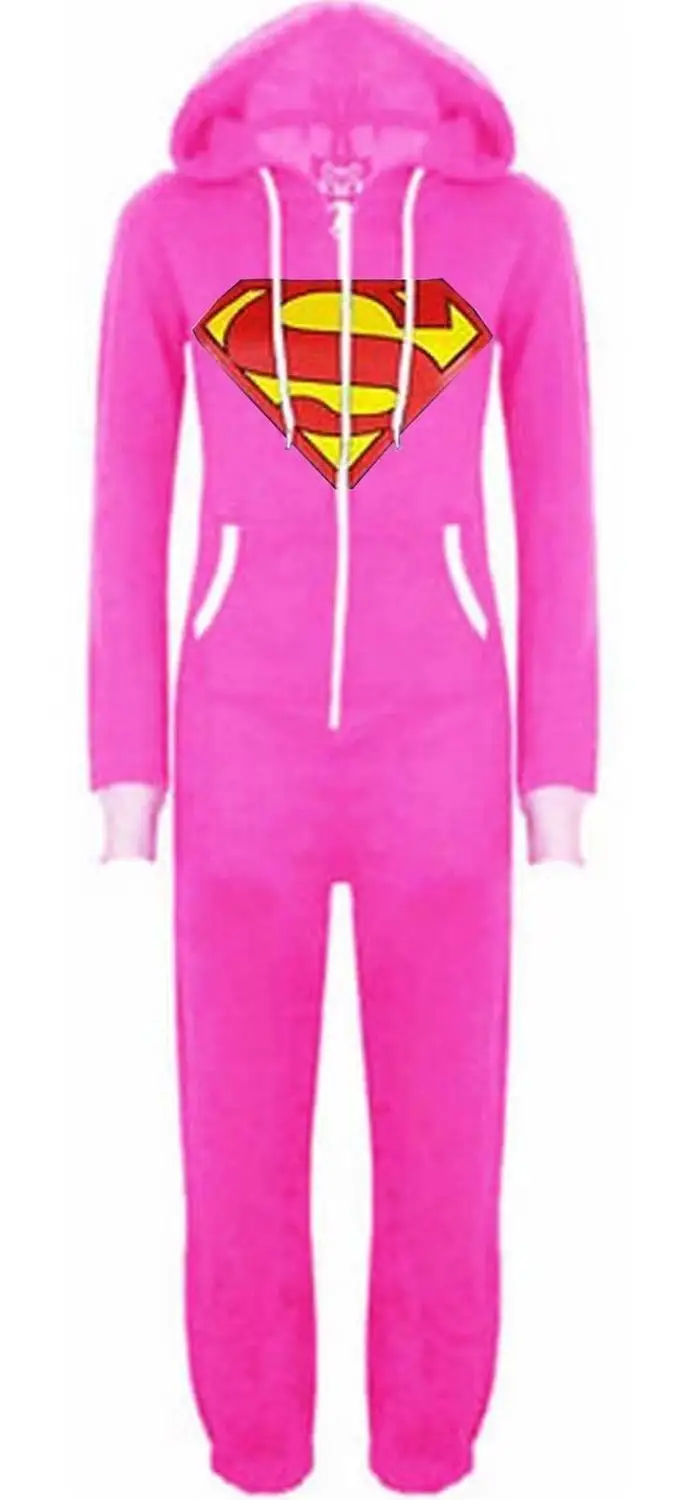 Аниме Пижама "Супермен" De Bichos супергерой бэтгёрл взрослый Onesie для женщин пара зима пижамы животных комплект черный синий пижамы - Цвет: Розовый