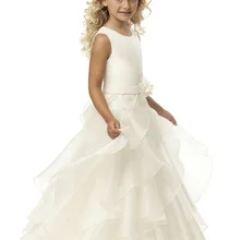 Кот Туту Детские Платья Совок Оборками Ручной Работы Sash Длина Пола Молнии Без Рукавов Принцесса свадебные платья madrinha