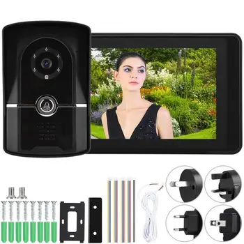 

7 Inch LCD Wired Video Door Phone Intercom Doorbell App Remote Unlock Entry door bell Home Security System