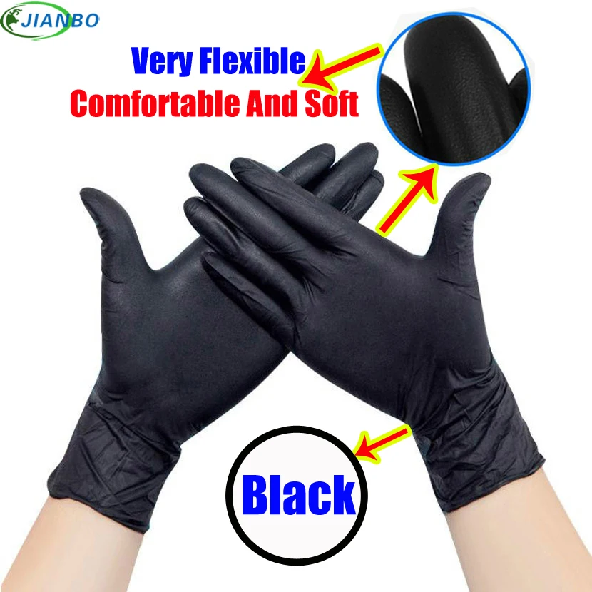 Limited 100pcs Disposable Latex Medical Gloves Universal Cleaning Work Finger Gloves Latex Protective Home Food for Safety Black JBXY05
