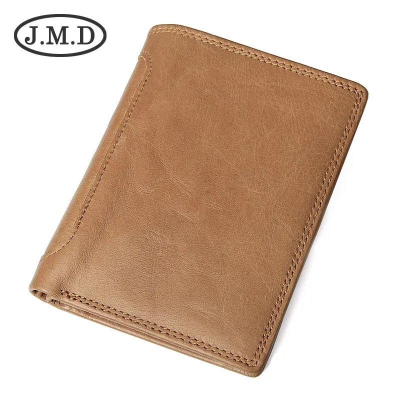 

J.M.D 100% Genuine Cow Leather Wallet Light Brown RFID Blocking Card Holder ID Card Case 8434