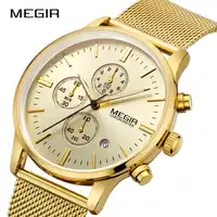 MEGIR Men Sports Watches Fashion Simple Luxury Brand Quartz Wristwatches Stainless Steel Mesh Band thin Dial Relogio Masculino