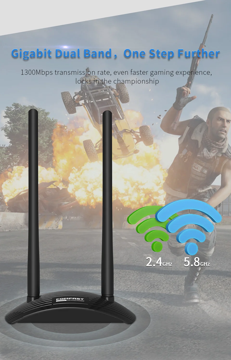 5 8 ГГц Usb Wi Fi адаптер 1300 Мбит/с 802.11ac long distance PC приемник 2 * 6dBi антенны