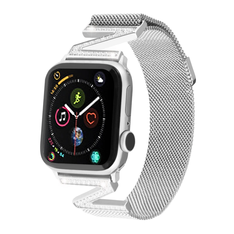 Milanese Loop ремешок для Apple Watch 4 40 мм 44 Z образный алмаз браслет ремешок для iwatch 3 2 1 42 38 аксессуары для наручных часов