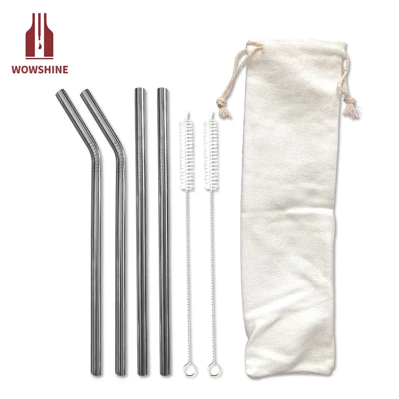 

Wowshine Factory Free Shipping Bag Set 4 straws+2 brush stainless steel straws 1set