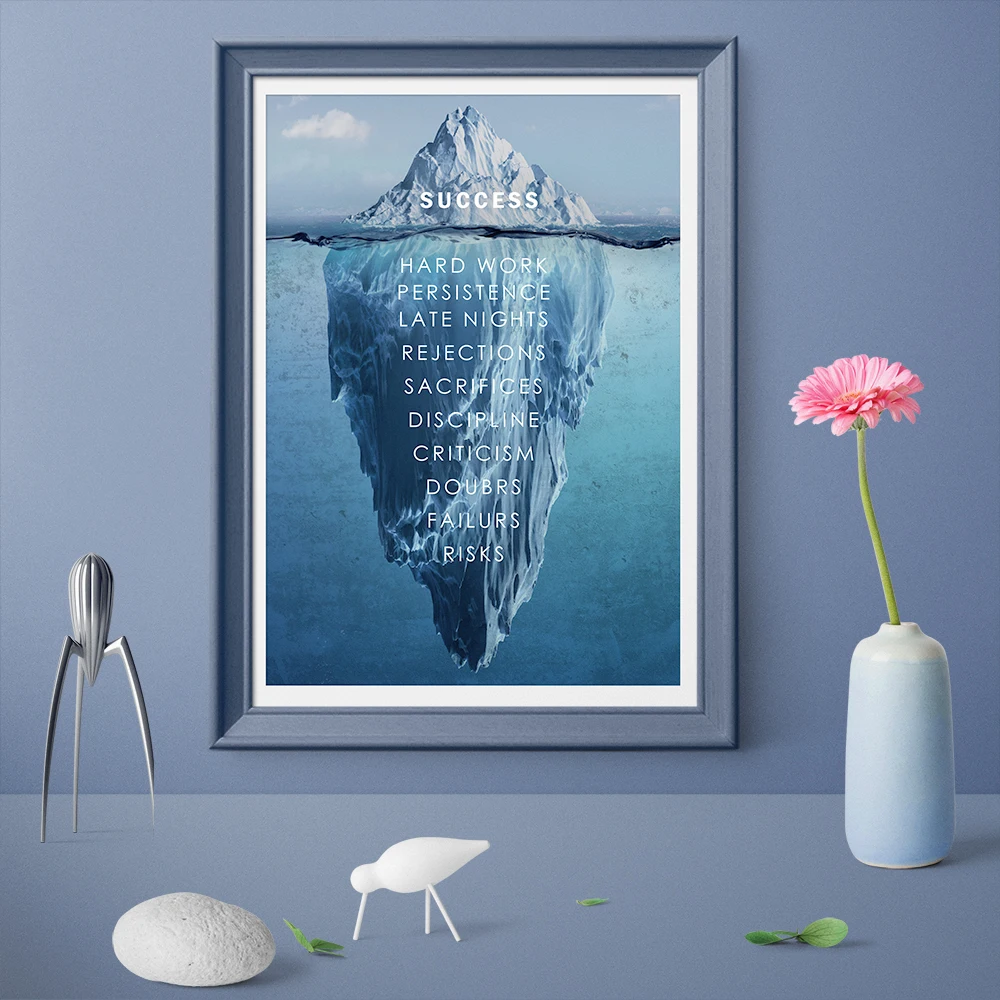 

Success Inspiration Quote Canvas Painting Decor Iceberg Hidden Depths Wall Pictures For Home Decoration Posters and Prints