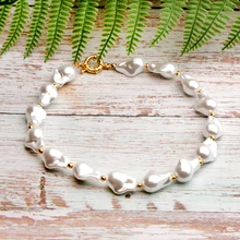Lua menina irregular simulado pérola gargantilha moda instrução bib collare boho vintage collier femme jóias dropshipping