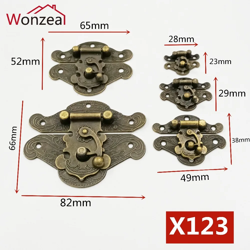 

5pcs Antique And Vintage Style Decorate Brass Decorative Jewelry Gift Wooden Box Hasp Latch Hook With Screws