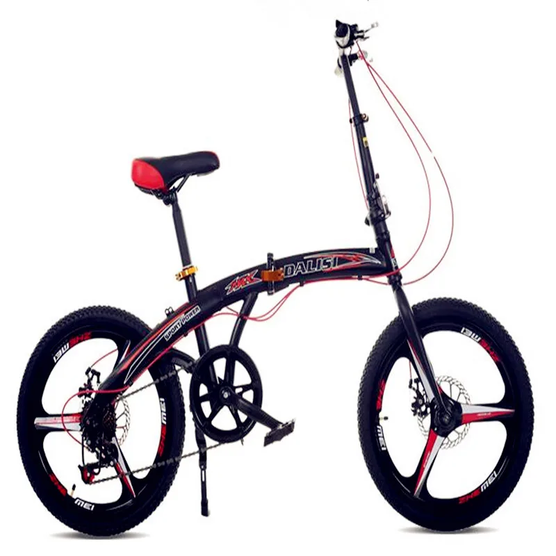 Perfect Wholesale folding bicycle adult  20 inch portable shifting disc brakes one -piece wheel men and women  bicycle 0