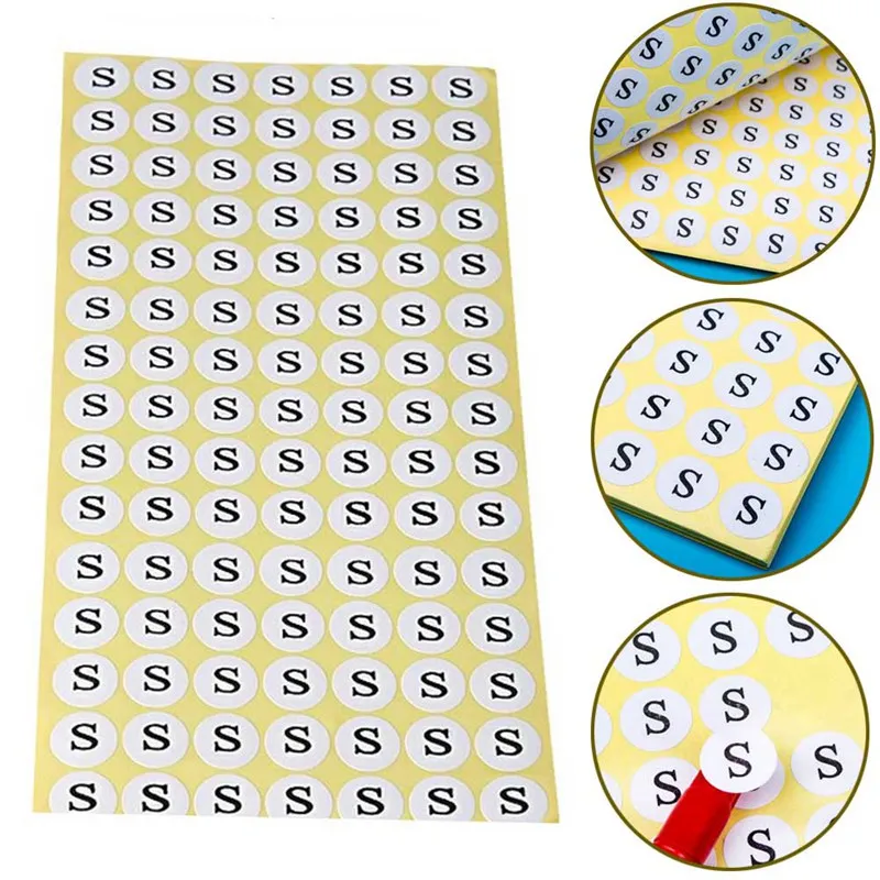 10sheets Stock Printed White Size Label Stickers Number Tags Garment Size Label Round Paper Size