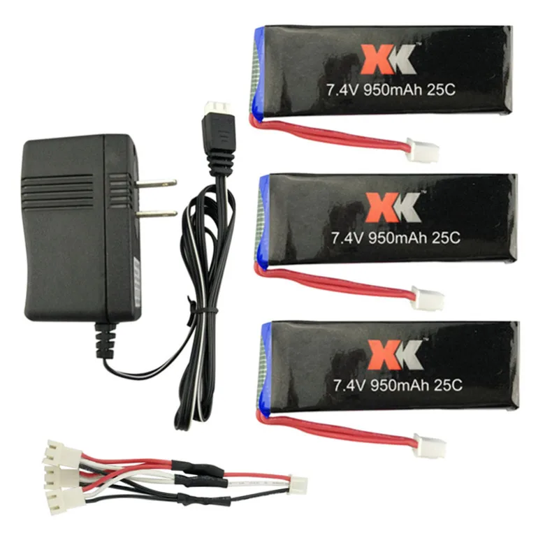 

XK X251 RC Quadcopter Spare Parts 3Pcs 7.4V 950mAh 25C Battery+1Pcs Charging Cable+1Pcs 7.4V Charger
