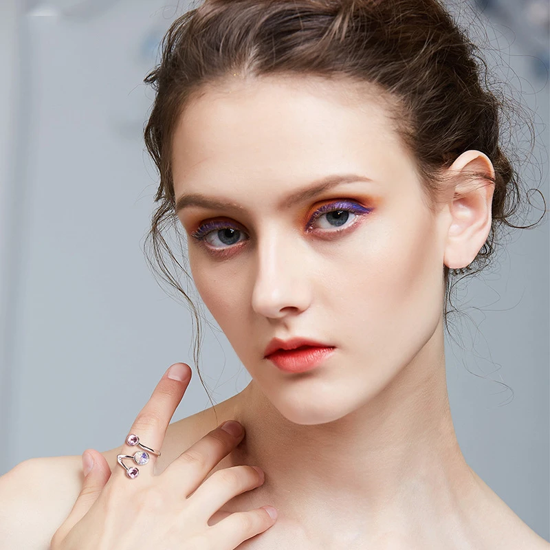 Malanda Новое модное Открытое кольцо, красочные круглые Кристальные кольца swarovski для женщин, кольца для свадебной вечеринки, аксессуары, подарок для девочек
