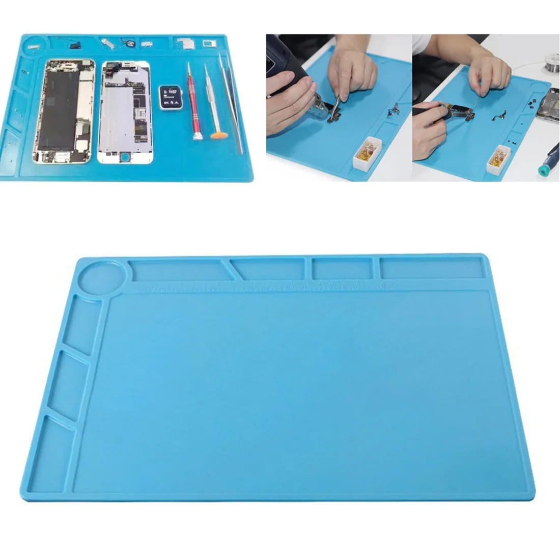 

Soldering Station with Screw Position 34x23cm Heat Insulation Silicone Pad Desk Mat BGA Phone Repair Tools Insulation Mat