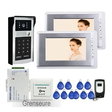 FREE SHIPPING 7 LCD Color Video font b Door b font Phone Intercom Kit 2 Screens