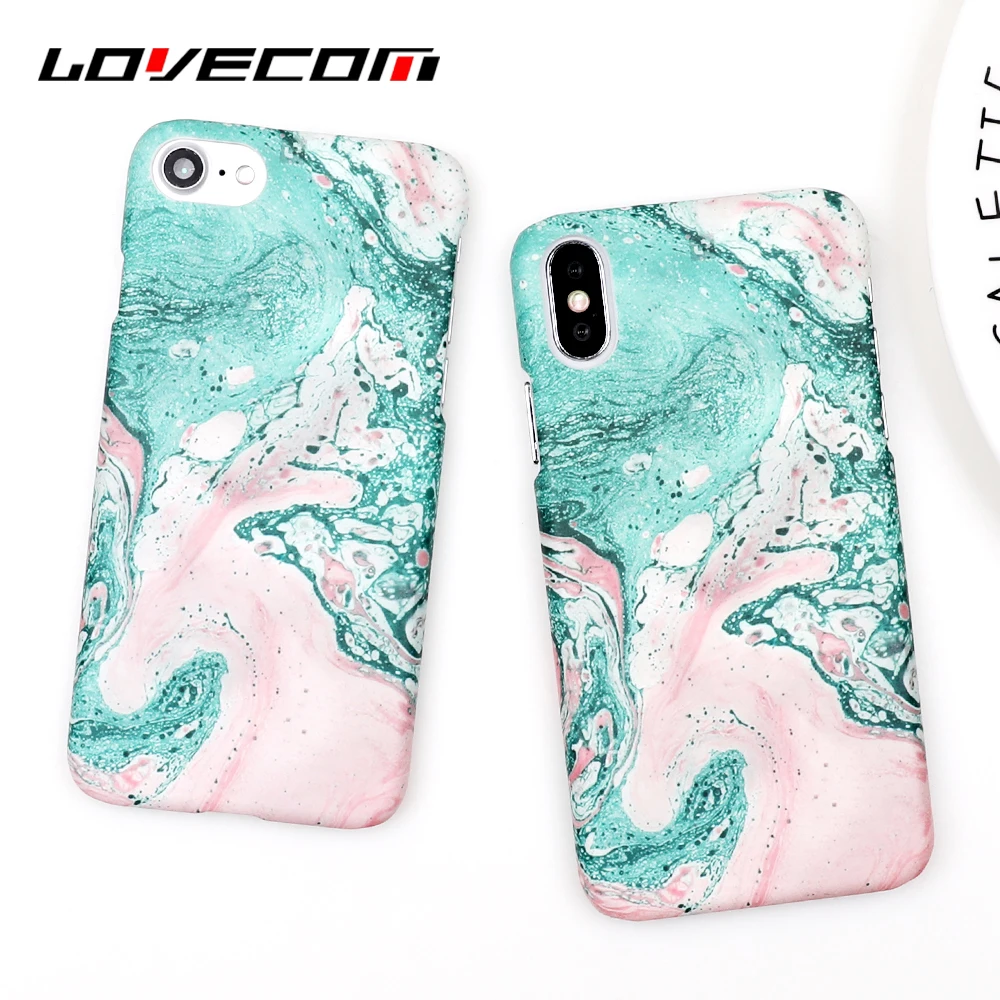 LOVECOM винтажный градиентный мраморный текстурный чехол для телефона для iPhone XS Max XR X 6 6S 7 8 Plus 5 5S SE Матовый Жесткий чехол-накладка из поликарбоната