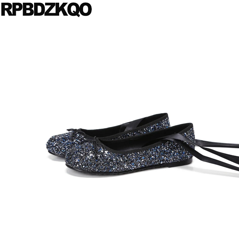 

Cute Knot Bowtie Foldable Ballet Flats Sequin Women Ballerina Ankle Strap Stud Soft Nude Glitter Bow Party Shoes European Riband