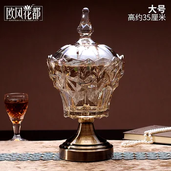 

Free shipping European fruit set the living room coffee table decorations crystal glass dry fruit grade key disk storage