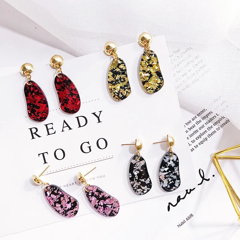 

European American Fashion New Simple Colours Earring Acrylic Acetate Acetic Acid Big Long Dangle Drop Earrings for Women Jewelry
