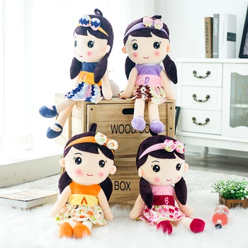 

Candice guo plush toy stuffed doll cartoon girl letter dress bowknot bedtime story friend birthday gift christmas present 1pc