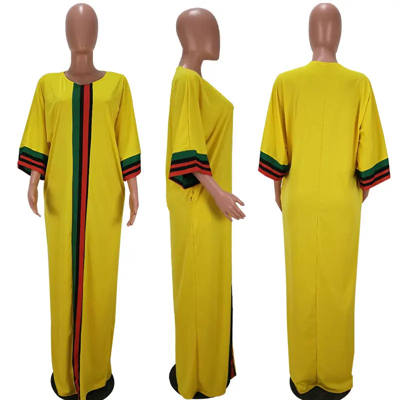 Африканские платья для женщин 2019 Лето Осень в полоску с принтом тонкие рукава длинное платье Новая мода африканские женщины Африка одежда