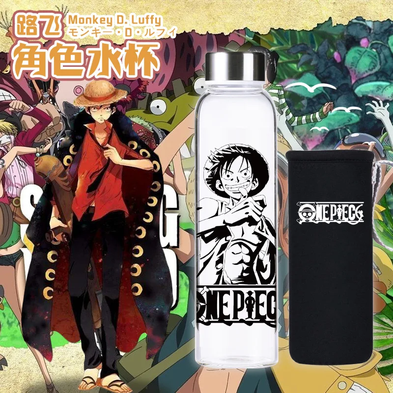 

Japanese Anime One Piece Glass Cup Monkey D Luffy Cartoon Figure Stainless Steel Water Bottle Anime Around