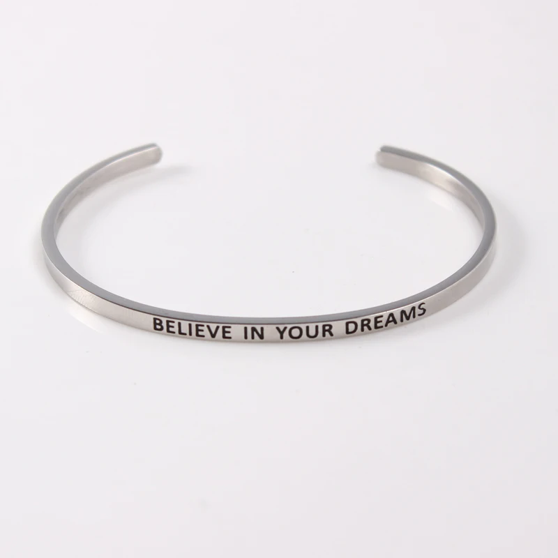 316L Stainless Steel Engraved BELIEVE IN YOUR DREAMS Positive