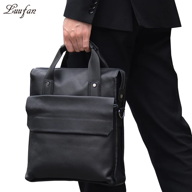Men S Genuine Leather Tote Bag A4 Real Shoulder Black Men S Genuine Leather Tote Bag A4 Real Shoulder Black Cow Business Work
