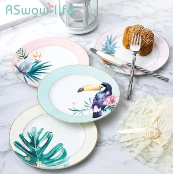 

8 Inch Bone China Hand-painted Fresh Western Steak Steak Breakfast Disc Charger Plate Dinner Plates For Tableware