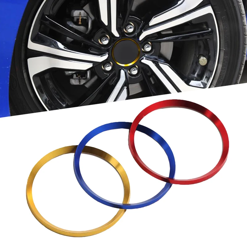 

4pcs Alloy Wheel Center Hub Ring Decorator Caps Cover Trim Gold /Red/Blue Color For Honda Civic 10th 2016 2017 2018 Car Styling