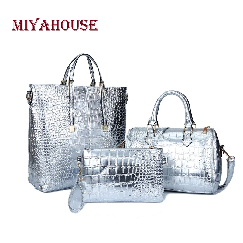 

Miyahouse European Style 3pcs/set Women Tote Handbags Alligator Leather Shoulder Bags For Female High Capacity Messenger Bags