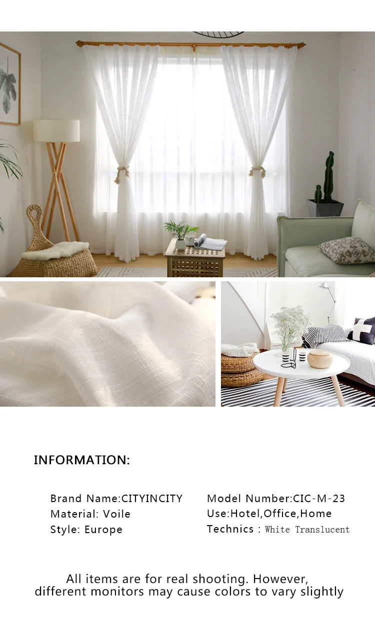 CITYINCITY Tulle American Curtains for Living room Soft White Voile solid Rural Tulle Curtain for bedroom ready made curtain02