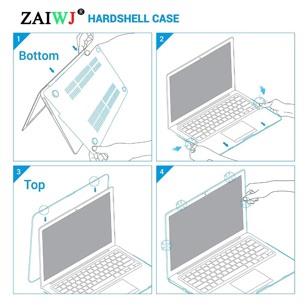 ZAIWJ чехол для ноутбука MacBook Air retina Pro 11 12 13 15 для Mac book new Pro 13 15 дюймов с сенсорной панелью+ крышка клавиатуры