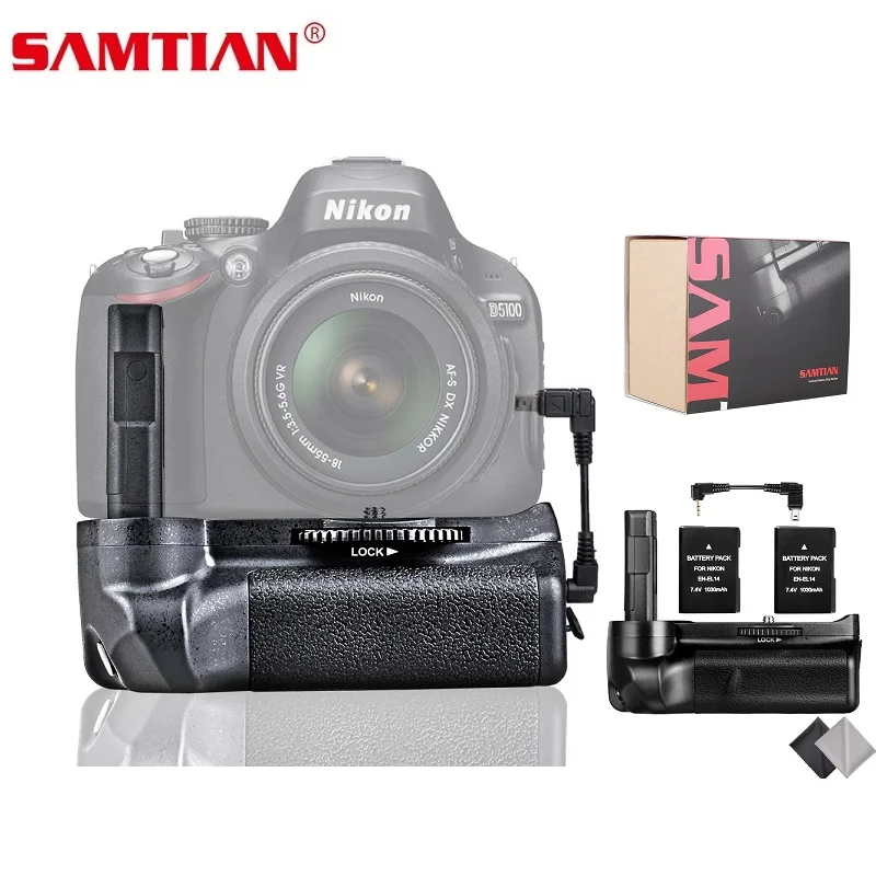 

SAMTIAN Vertical Camera Battery Grip For Nikon D5100 D5200 D5300 DSLR Come Battery Handle With 2 PCS EN-EL14 Battery