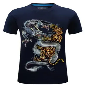 

New 2020 3D Short Sleeved T-shirt Explosion Domineering Personality T-shirt With Stereo XL - Dragon and tiger