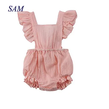 

Newborn Baby Girls Ruffle Solid Color Romper Backcross Jumpsuit Outfits Sunsuit Baby Clothing