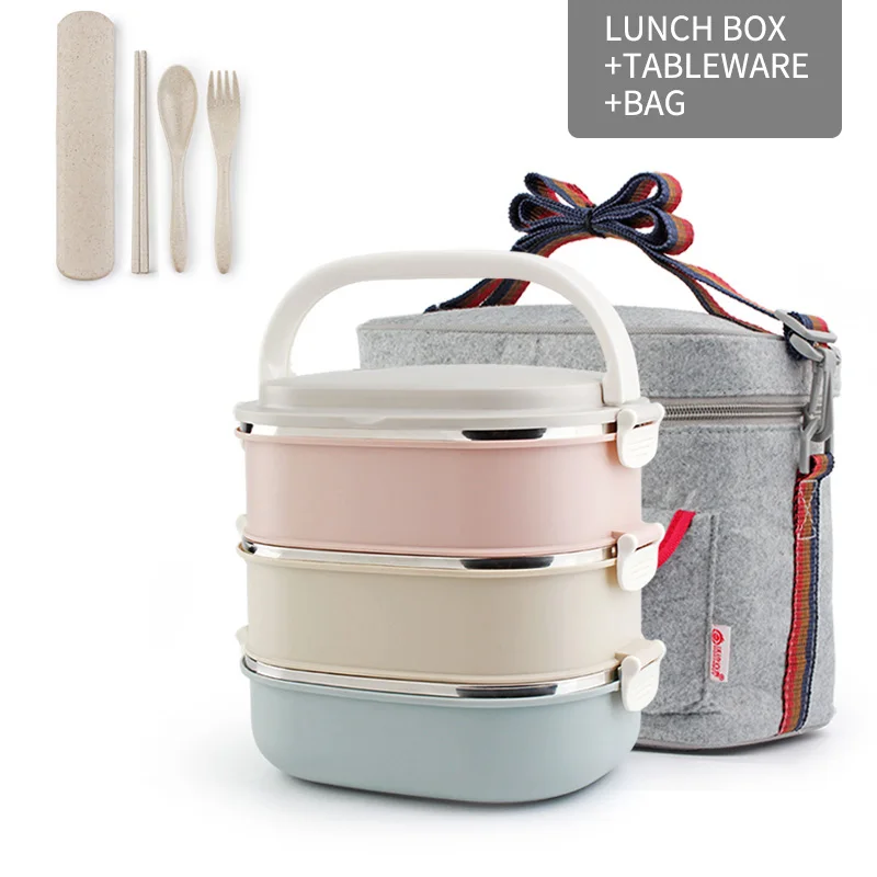 WORTHBUY 3 Layers 304 Stainless Steel Japanese Bento Box Kids Portable Outdoor School Picnic Container For Food Lunch Boxs - Цвет: Lunch Box Set