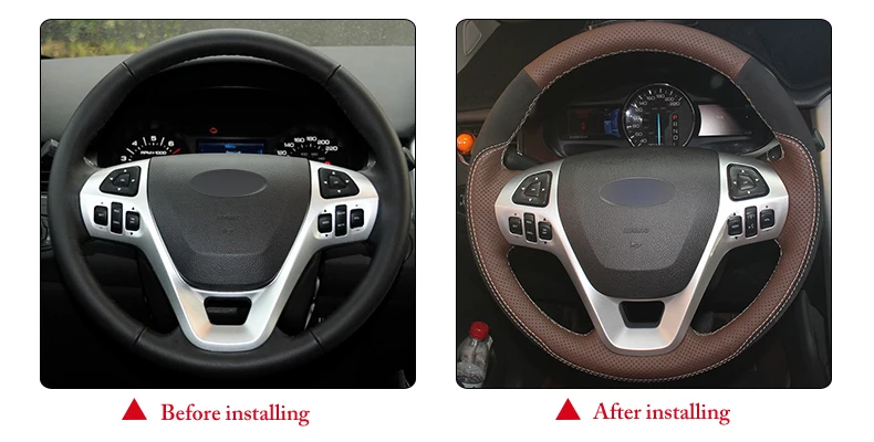Черные замшевые чехлы на рулевое колесо для Ford Explorer 2011- aurus 2012- Edge 2011